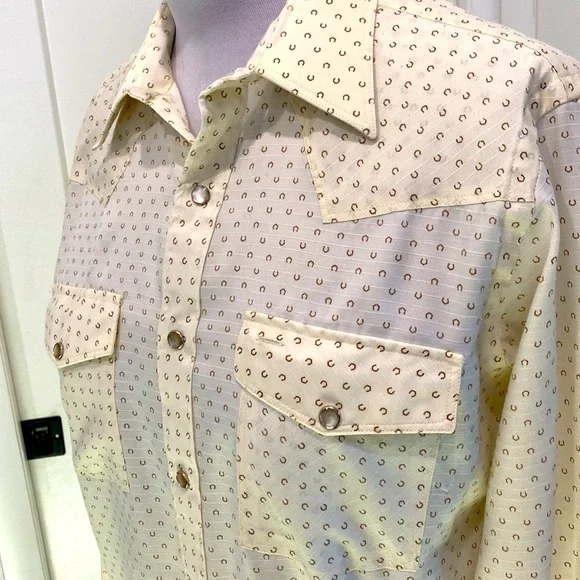 Vintage 80’s Stetson Pearl Snap Country Western Saddle Tail Cowboy ShirtLarge